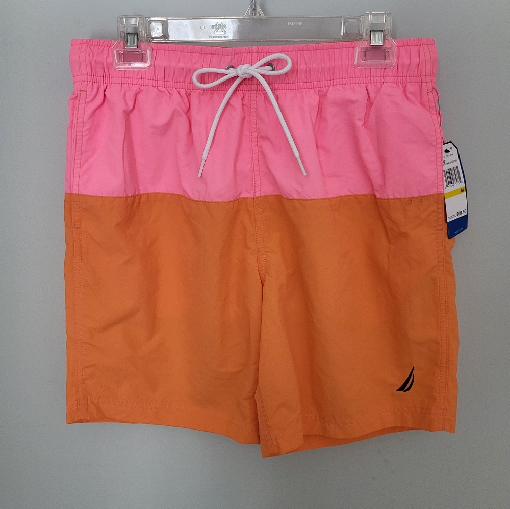 Nautica Performance Quick Dry Colorblock Swim Trunks Shorts New Size Medium